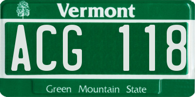 VT license plate ACG118