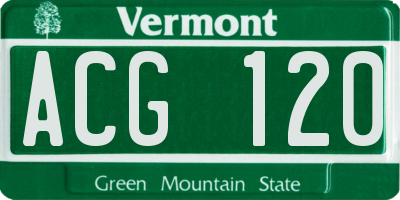 VT license plate ACG120