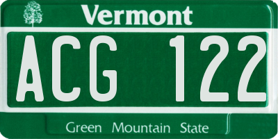 VT license plate ACG122