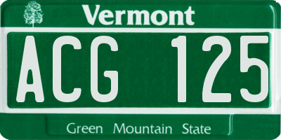 VT license plate ACG125