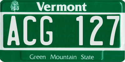 VT license plate ACG127
