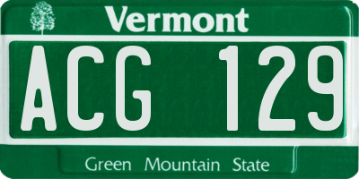 VT license plate ACG129