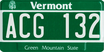 VT license plate ACG132