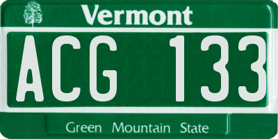 VT license plate ACG133