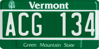 VT license plate ACG134