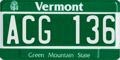 VT license plate ACG136
