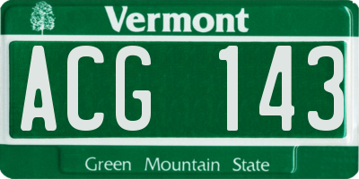 VT license plate ACG143