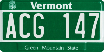 VT license plate ACG147