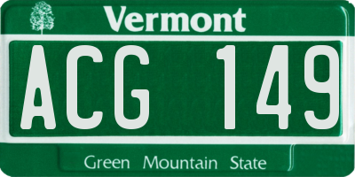 VT license plate ACG149