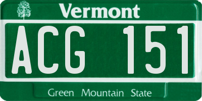 VT license plate ACG151