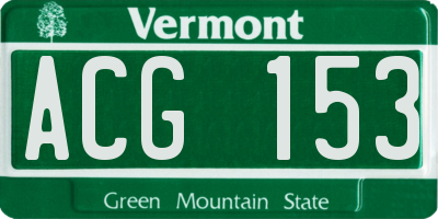 VT license plate ACG153