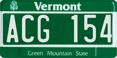 VT license plate ACG154