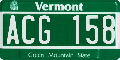 VT license plate ACG158