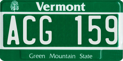 VT license plate ACG159