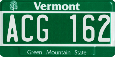 VT license plate ACG162