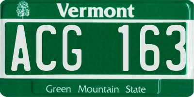VT license plate ACG163