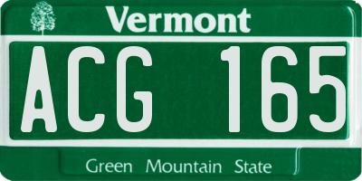 VT license plate ACG165