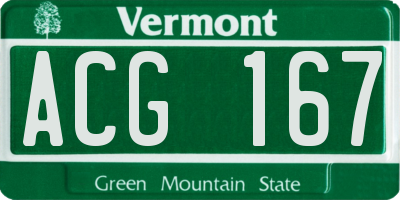 VT license plate ACG167