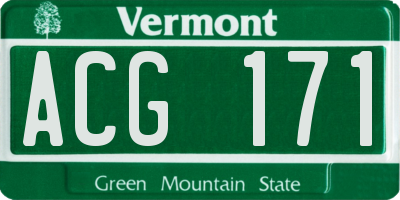 VT license plate ACG171