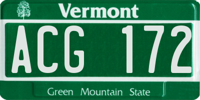 VT license plate ACG172