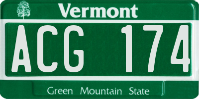 VT license plate ACG174