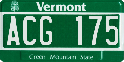 VT license plate ACG175