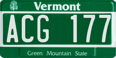 VT license plate ACG177