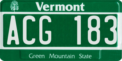 VT license plate ACG183