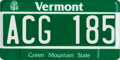 VT license plate ACG185