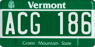 VT license plate ACG186