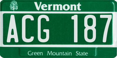 VT license plate ACG187