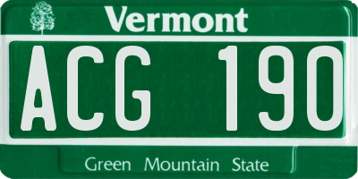 VT license plate ACG190