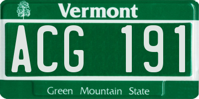 VT license plate ACG191