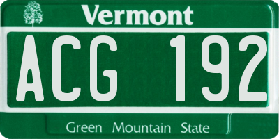 VT license plate ACG192
