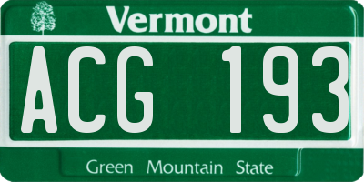 VT license plate ACG193