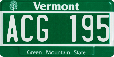 VT license plate ACG195