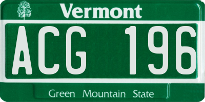 VT license plate ACG196