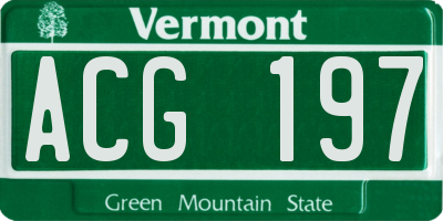 VT license plate ACG197