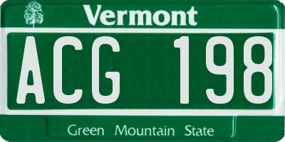 VT license plate ACG198