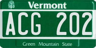 VT license plate ACG202