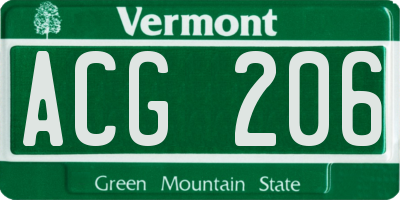 VT license plate ACG206