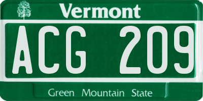 VT license plate ACG209