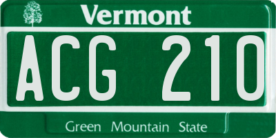 VT license plate ACG210