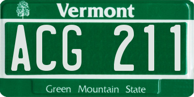 VT license plate ACG211