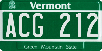 VT license plate ACG212