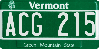 VT license plate ACG215