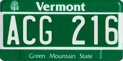 VT license plate ACG216