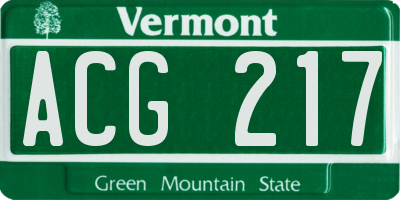 VT license plate ACG217