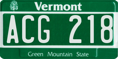 VT license plate ACG218