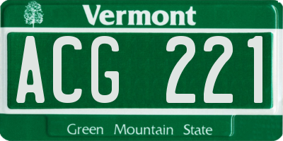 VT license plate ACG221